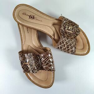 Born Crown Snakeskin Leather Slide Sandals Boho Chic Comfort Size 9 Resort